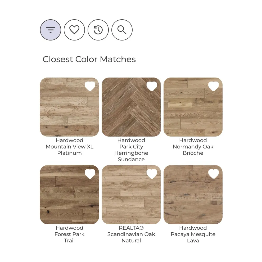 Colour matching tool showing closest SKU matches from an uploaded swatch