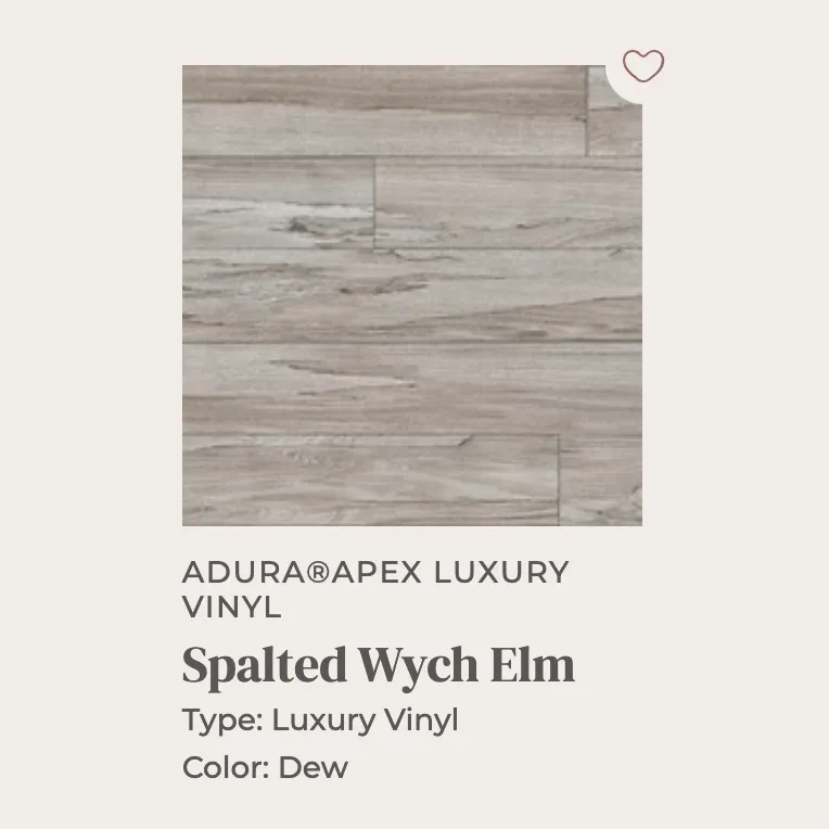 Product catalogue card showing a luxury vinyl flooring product