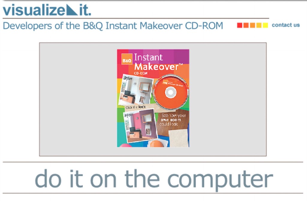 First Visualize IT website featuring the B&Q Instant Makeover CD-ROM