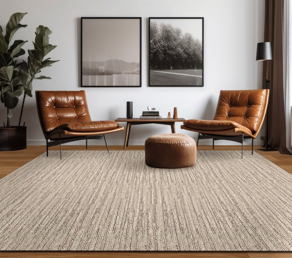 Room scene with Ambrose Metal rug visualised