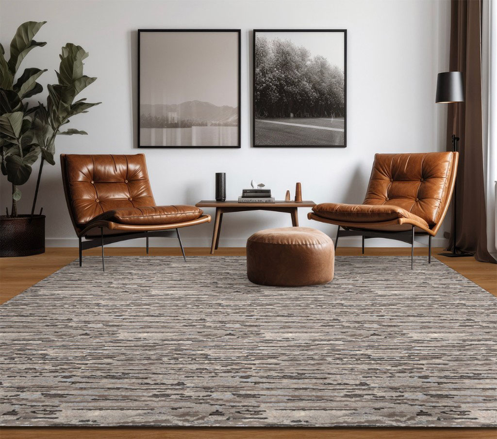Room scene with Atwater Mocha rug visualised